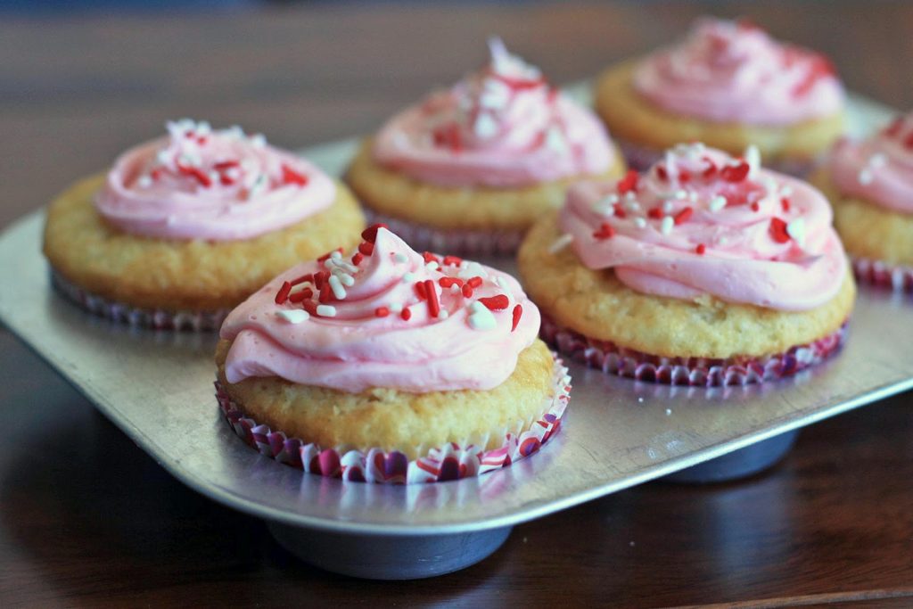 Gluten Free Vanilla Fun-Fetti Valentine's Cupcakes