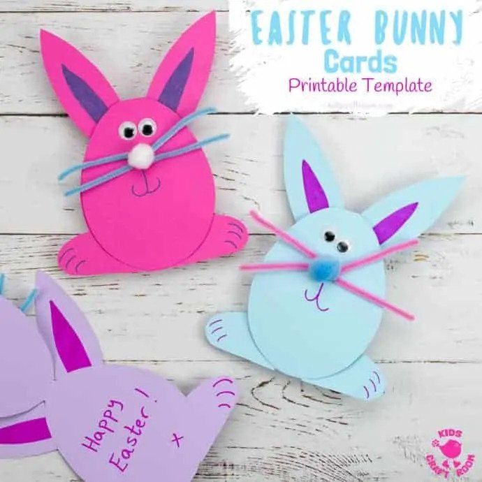 Printable Bunny Cards - Easter Kindergarten Crafts