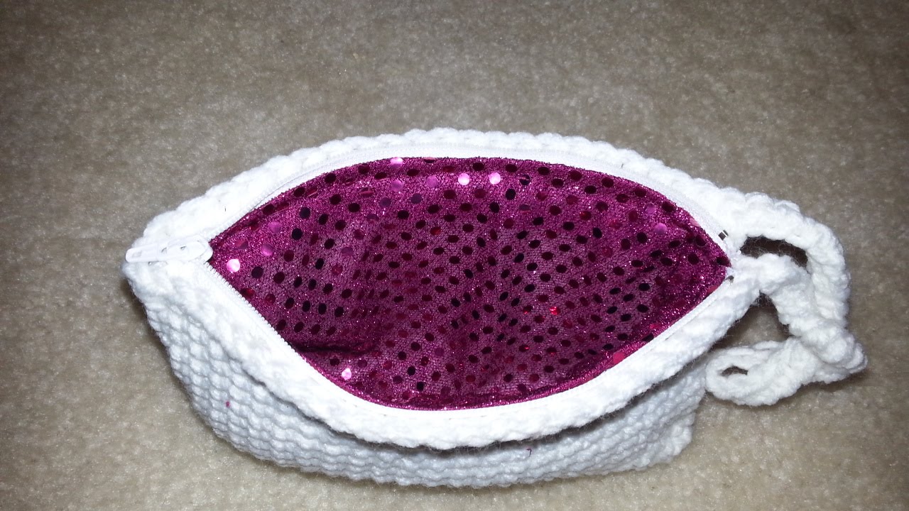 Sparkly lined crochet purse
