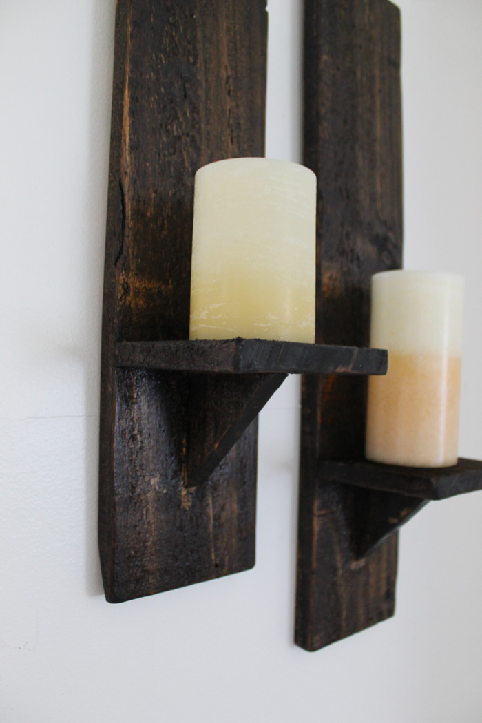 24 wood candle sconce