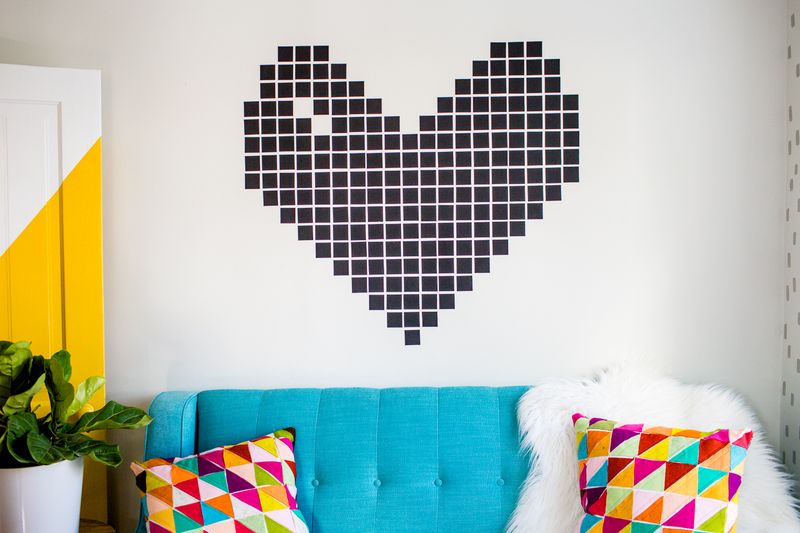 Diy pixel heart wall decor