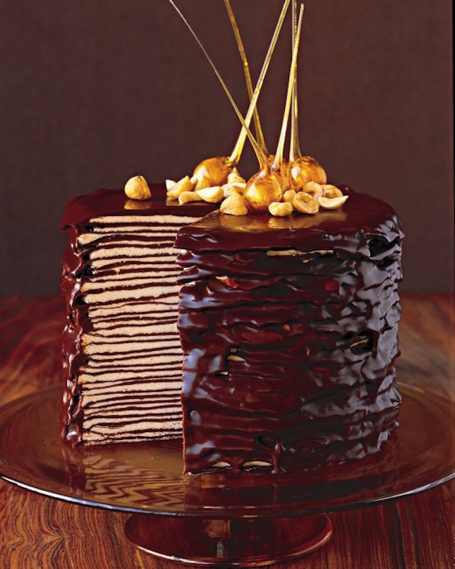 Darkest chocolate crepe cake
