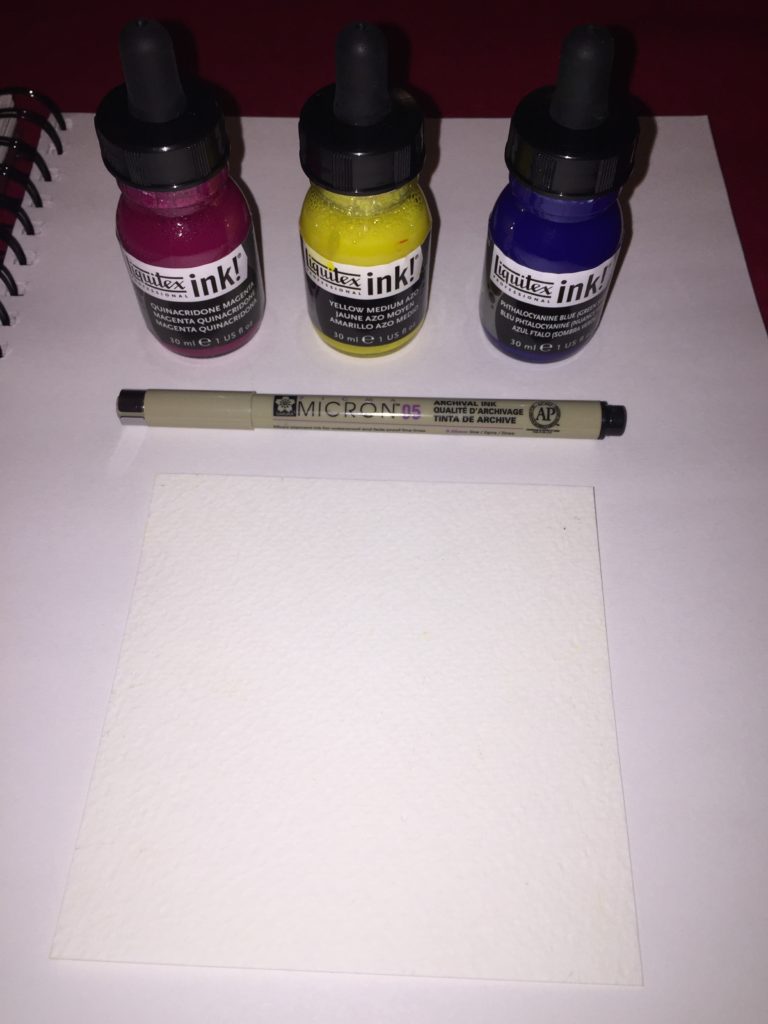 Ink paintings for fun and relaxation red yellow bluw ink