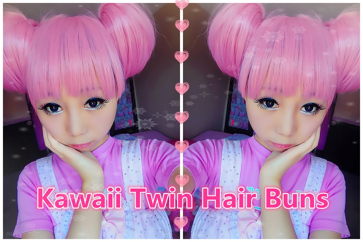 Kawaii twin hair buns