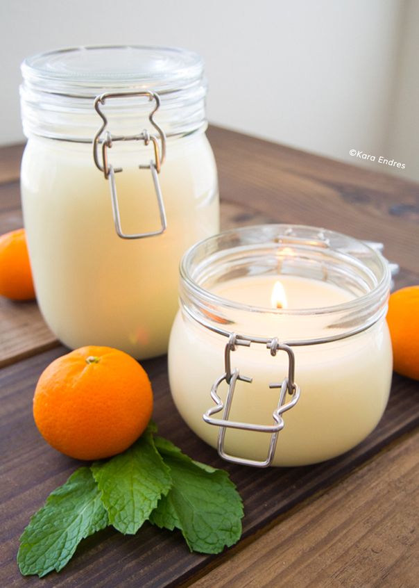 Orange mint coconut wax candle