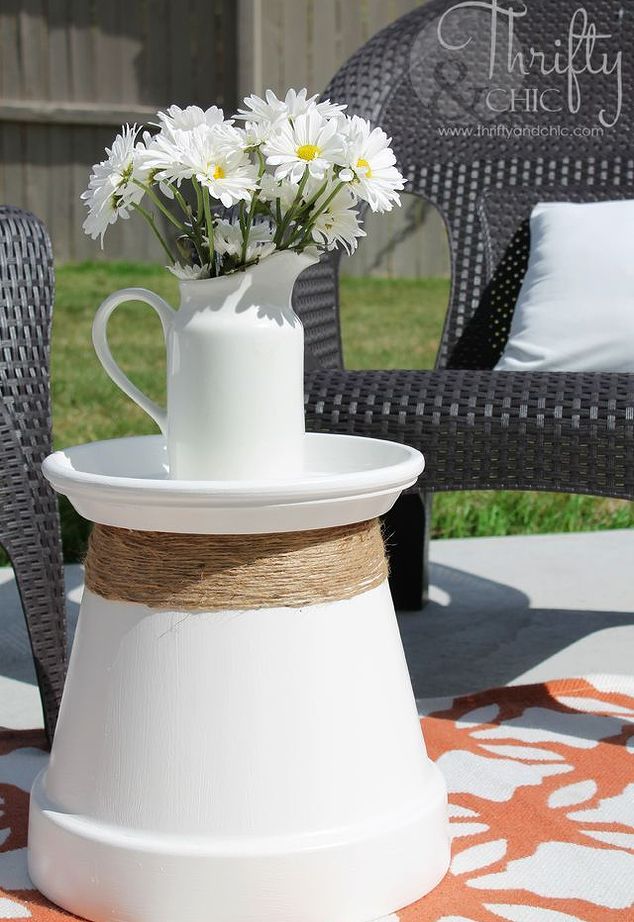 Repurposed terracotta pot into accent table home decor outdoor furniture outdoor living 1