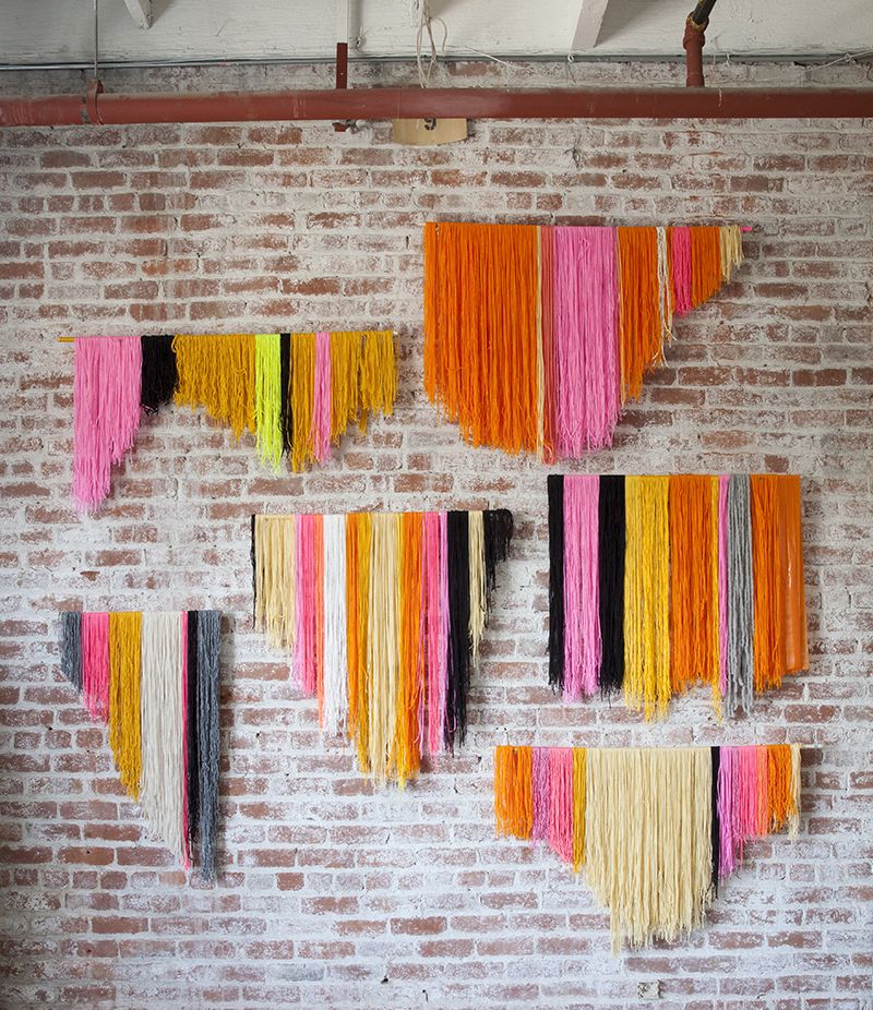 Yarn tapestry wall hanging