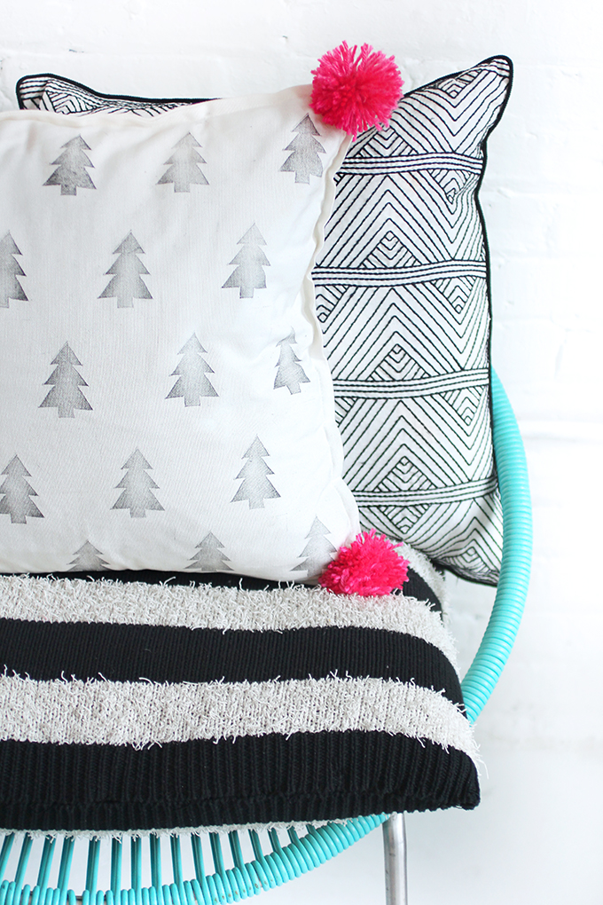 21 printed pom pom pillow