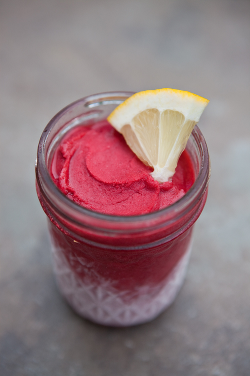 Basil and strawberry lemonade granitas in a jar