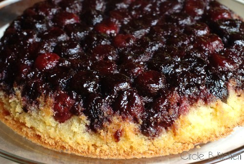 Cherry cornmeal upside down cake