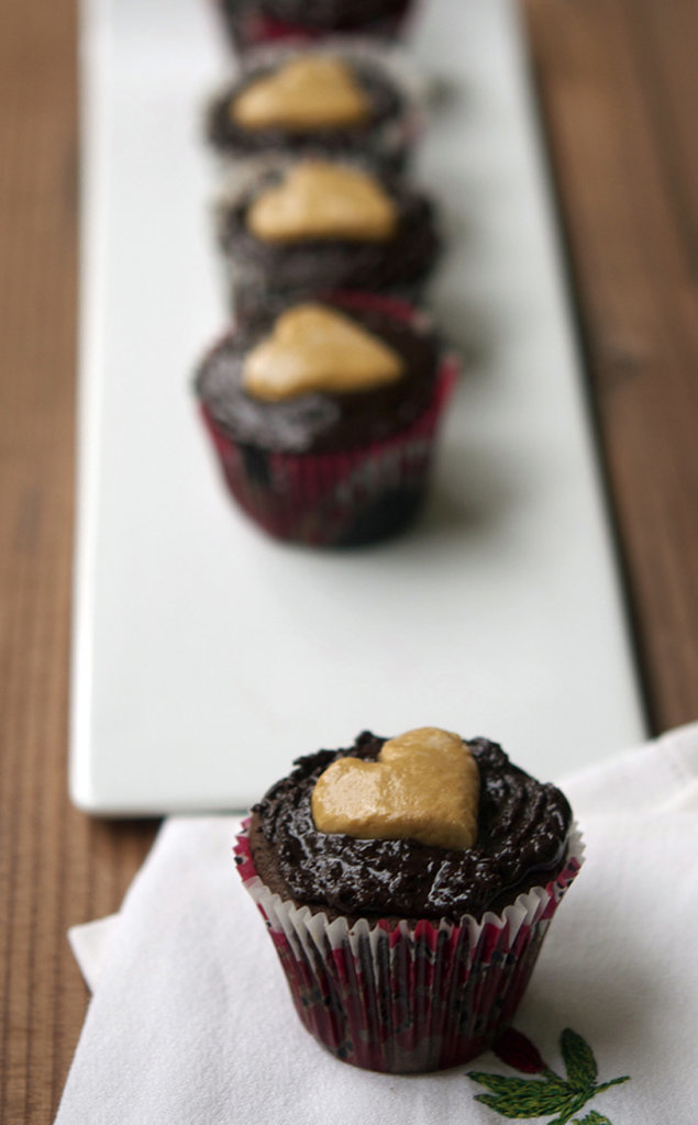 Dark chocolate peanut butter cupcakes