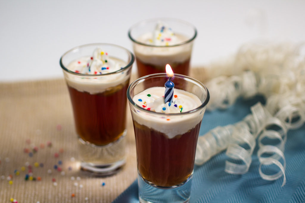 Dark chocolate vodka cake shots