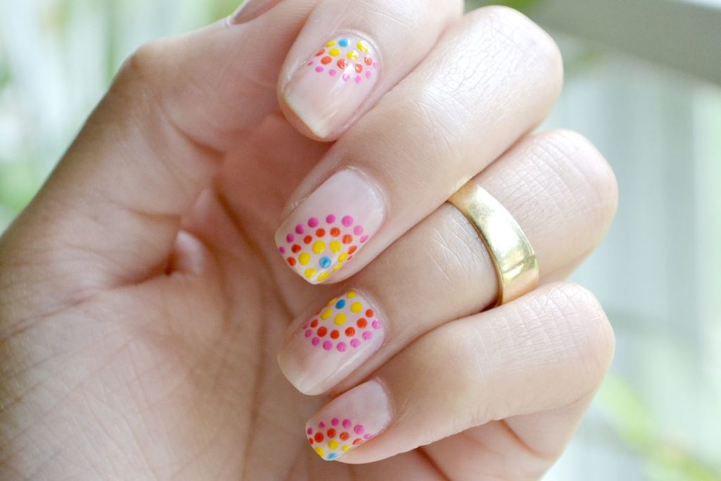 Colorful Summer Dotted Nails