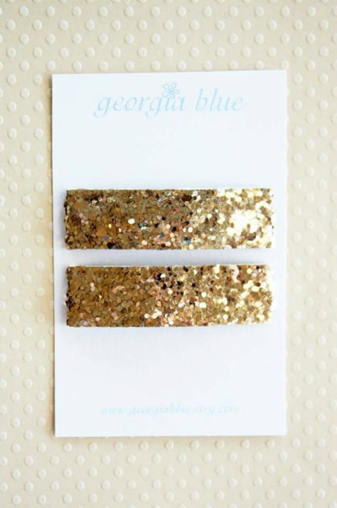 Glitter gold snap clips