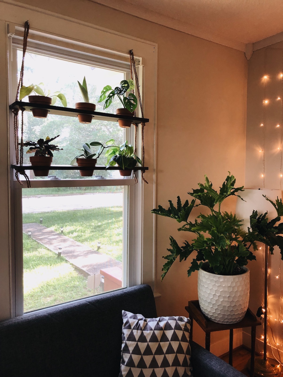 Hanging plant shelf