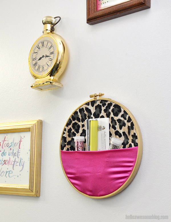 Make a no sew embroidery hoop wall organizer