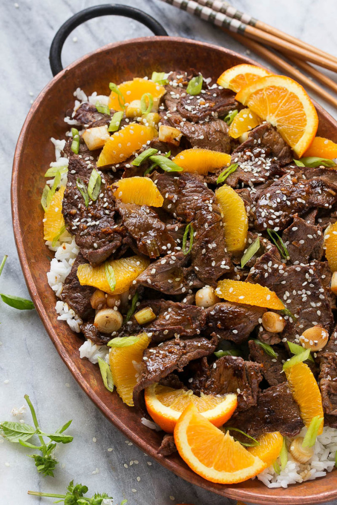 Orange beef stir fry