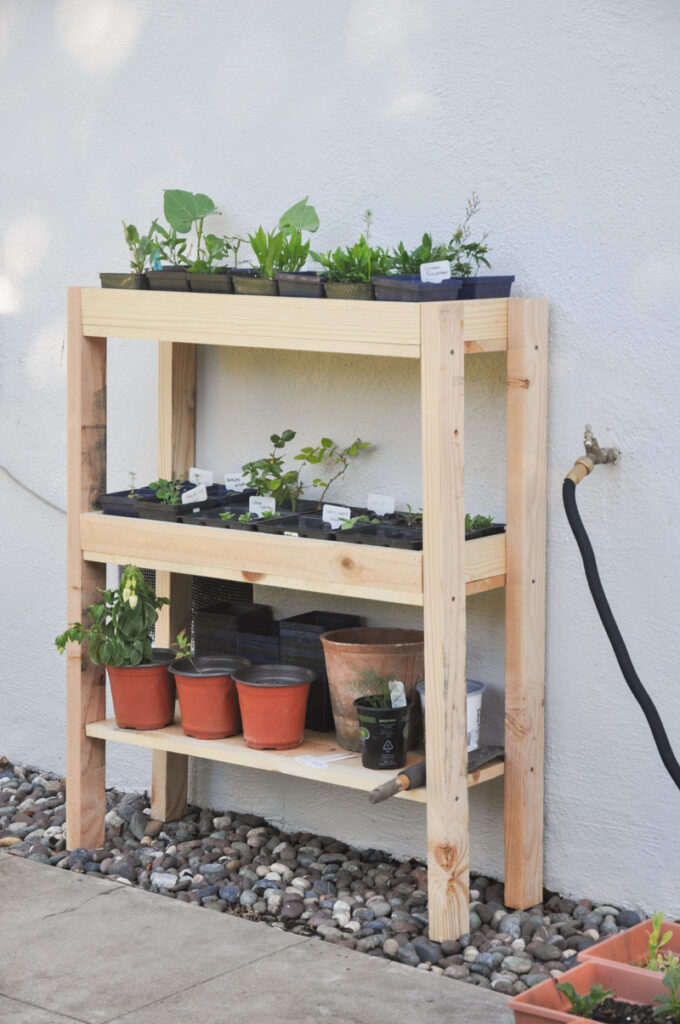 Outdoor plant shelf