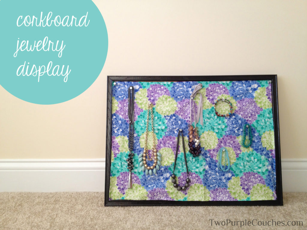 Painted corkboard jewelry display