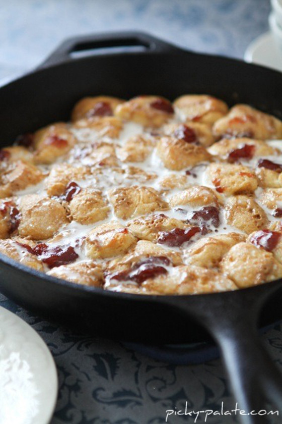 Peanut butter and jelly skillet monkey bread