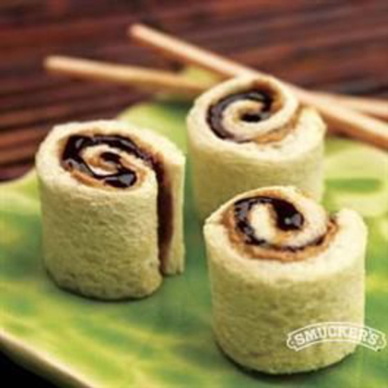 Peanut butter and jelly sushi rolls