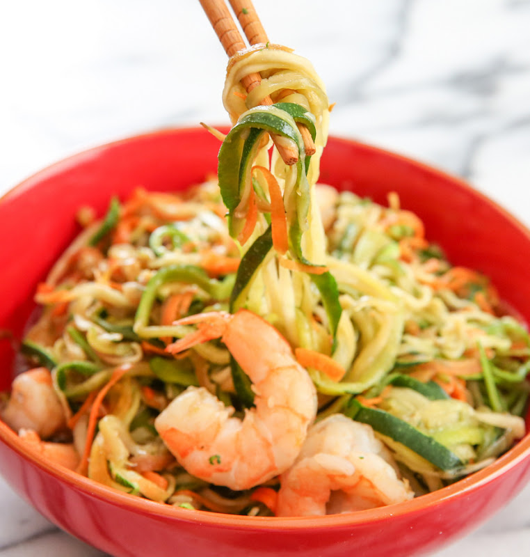 Stir fried zucchini noodles