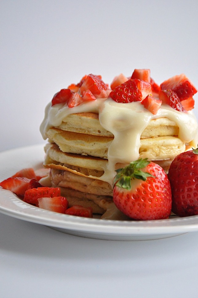 Strawberries and cream pancakes