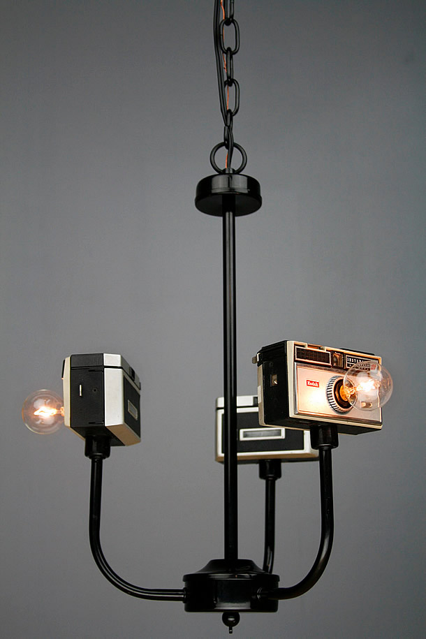 Vintage camera chandelier