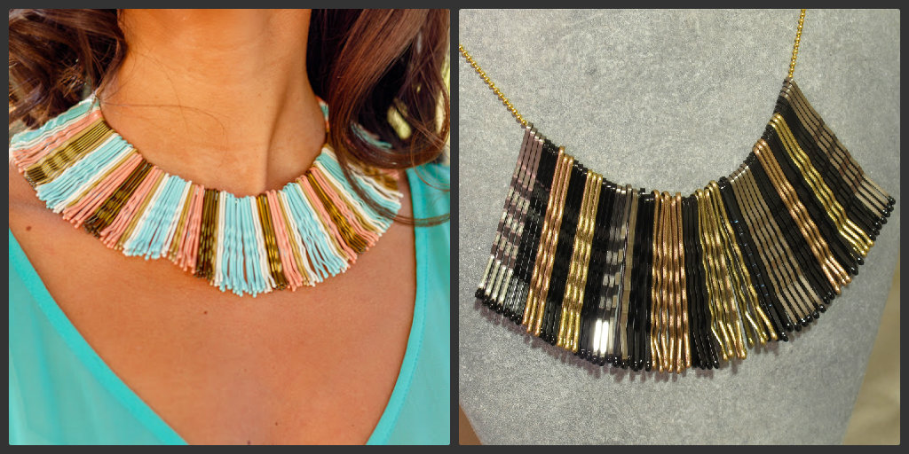 Bobby pin diy statement necklaces
