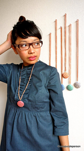 Fabric button necklace