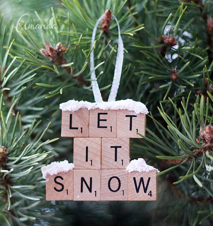 Let it snow scrabble tile ornament