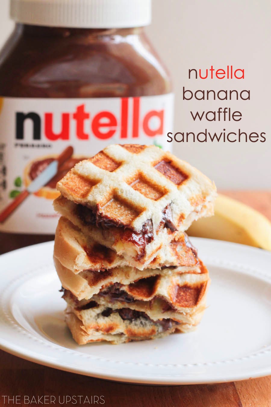 Nutella banana waffle sandwiches