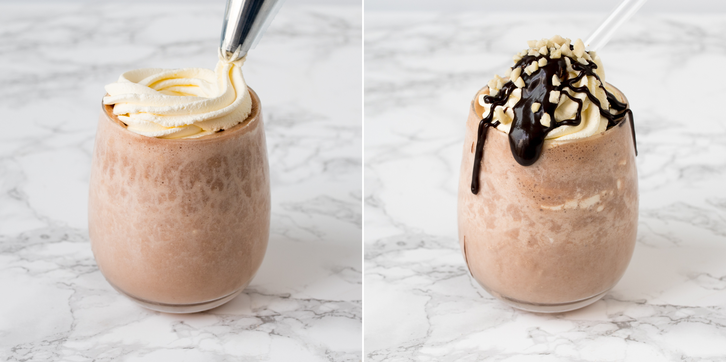 5 minute chocolate peanut butter smoothie step4 collage