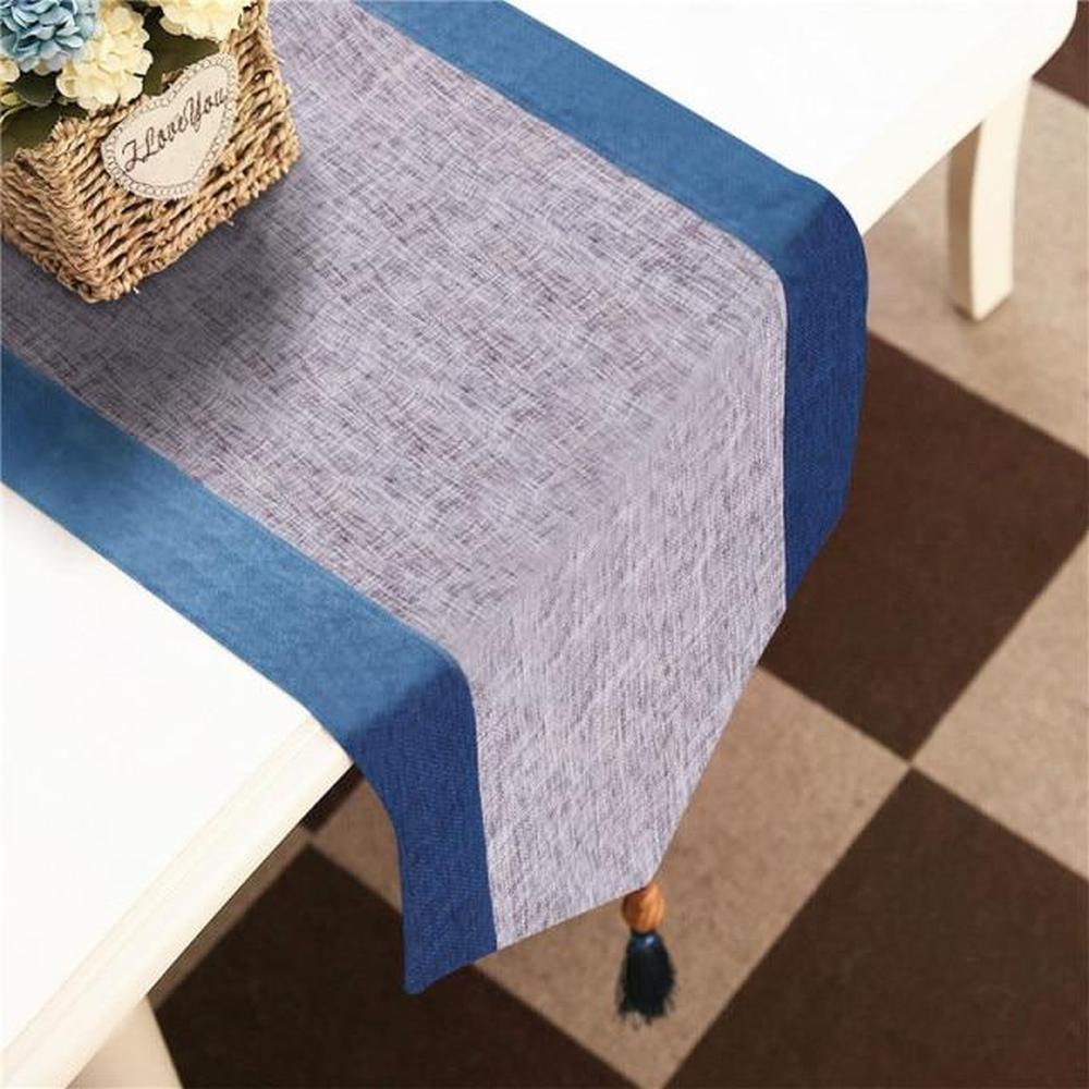 Blue and grey table runner 