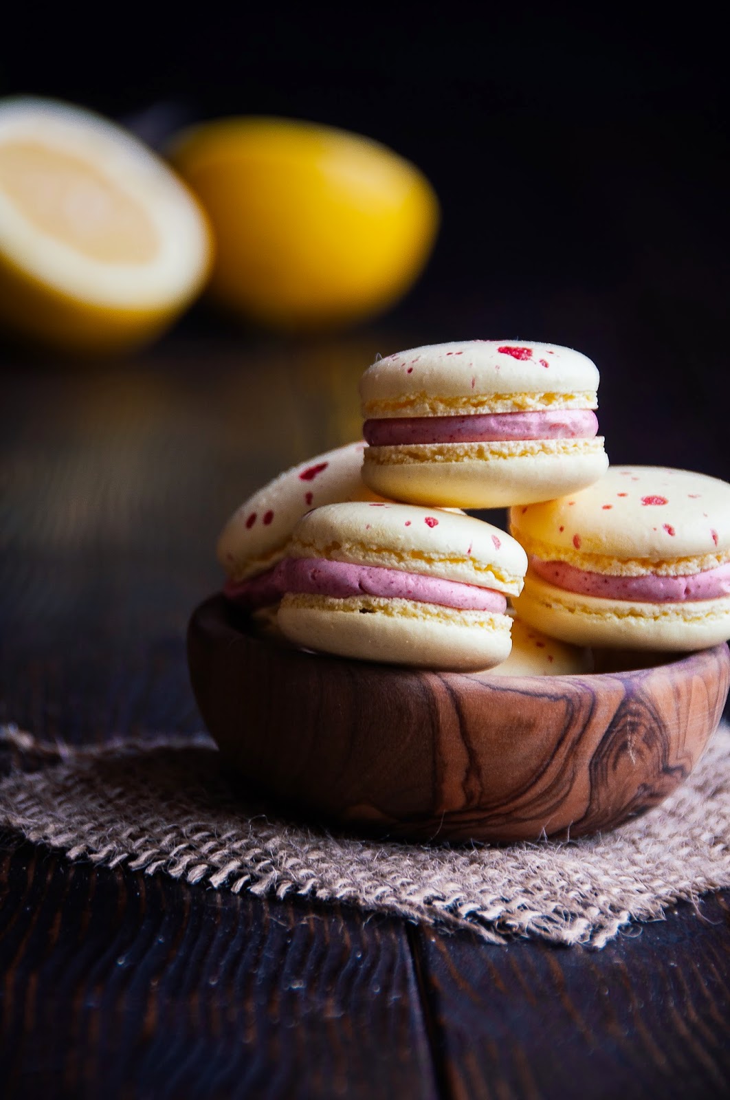 Lemon raspberry macarons