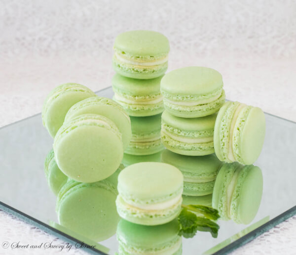 Mint french macarons