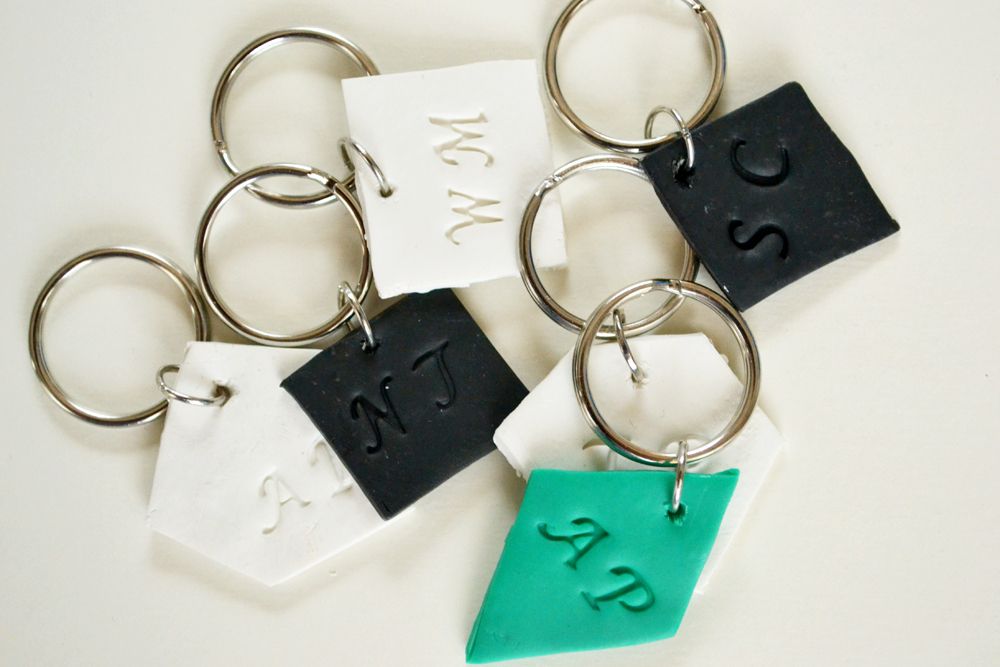 Monogrammed clay key chains 6