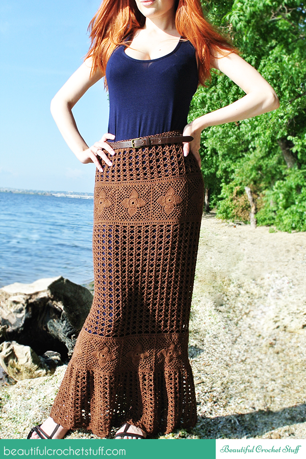Crochet maxi skirt free pattern