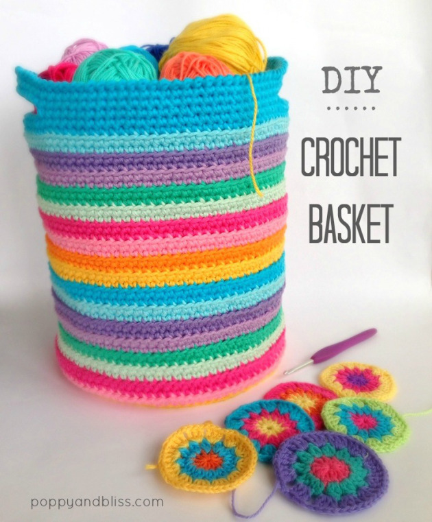 Rainbow stripe basket