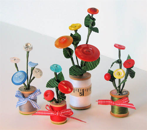 Button and spool bouquets
