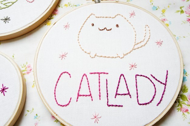 Cat lady embroidery