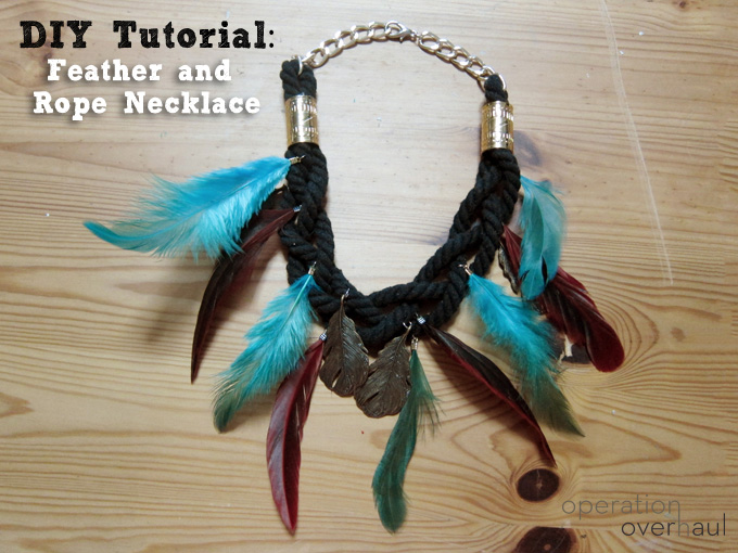 Feather and rope necklace