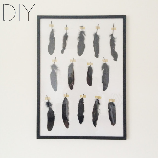 Feather and washi tape wall art