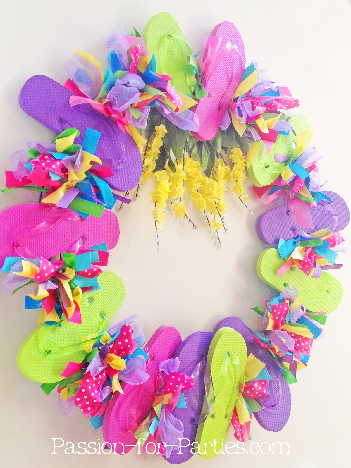 Flip flop and ribbon wreath