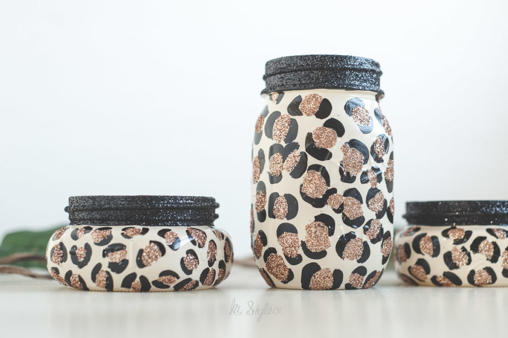 Glitter leopard print mason jars
