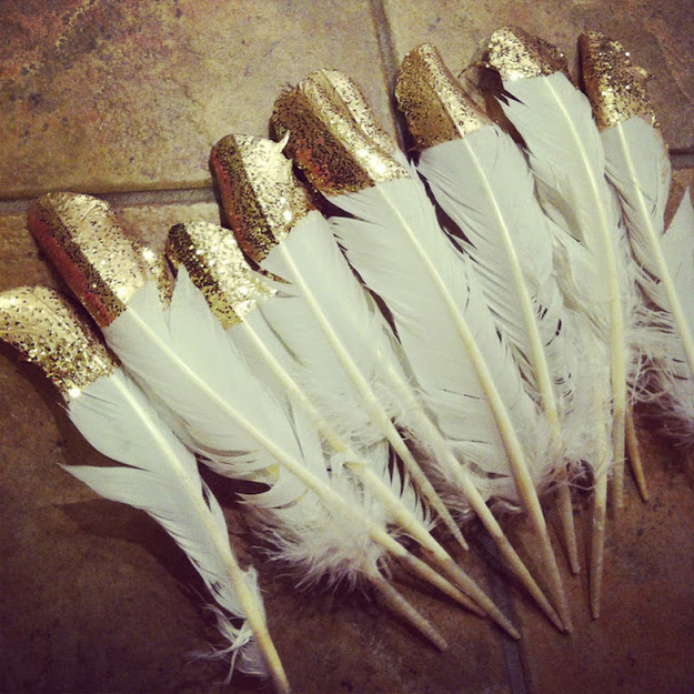 Gold dipped feathers