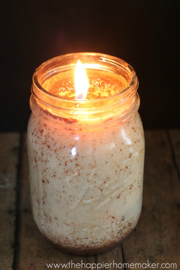 Homemade cinnamon spice candle