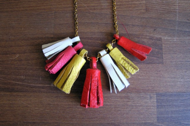 Leather tassel necklace