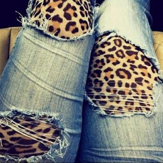 Leopard print jean patches
