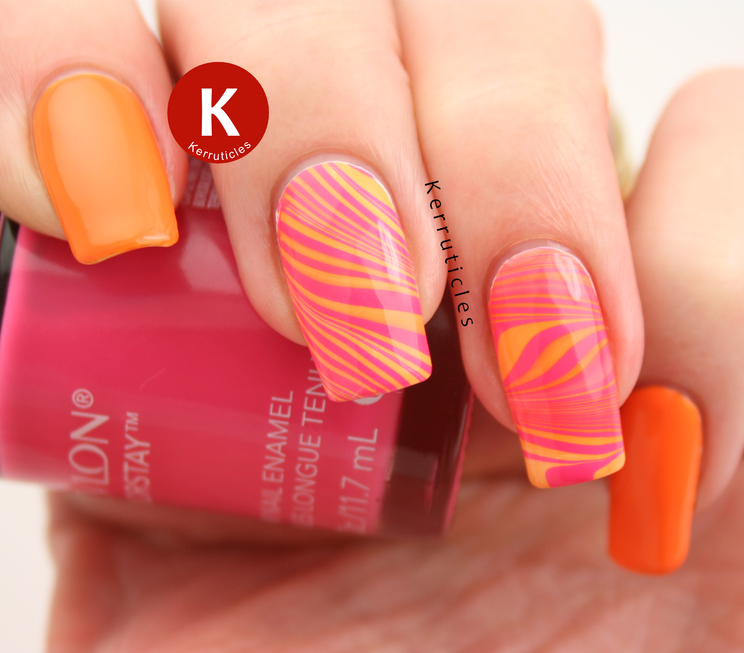 Orange and pink marble